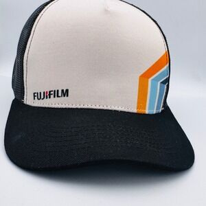 Fujifilm Retro Stripe Trucker Hat Snapback Baseball Cap Unisex 80s Surfer‎ Vibes